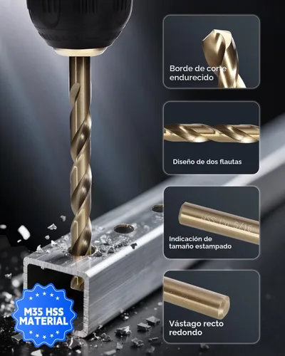 Miniatura 4 de COMOWARE Juego de Brocas de Cobalto- 29 Piezas M35 Acero de Alta Velocidad Helicoidal Longitud Estándar para Metal Endurecido, Acero Inoxidable