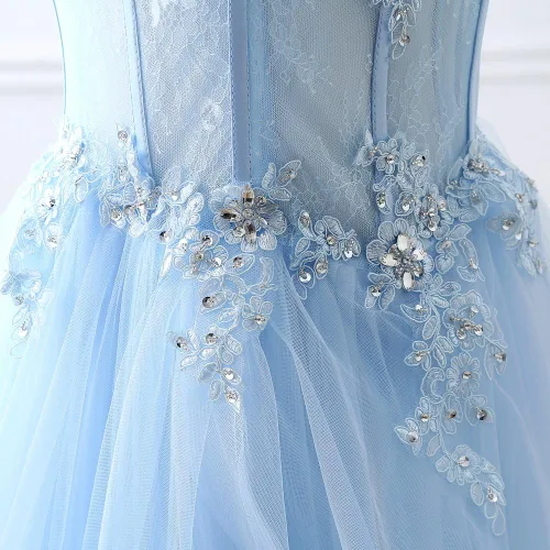 Miniatura 5 de Vestido de fiesta largo para mujer con cintura transparente, espina de pescado y péplum simétrico