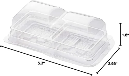 Miniatura 19 de Restaurantware Thermo Tek - Contenedores de postre de 5.3 x 2.6 x 1.8 pulgadas, 100 compartimentos duales transparentes para llevar, con tapa