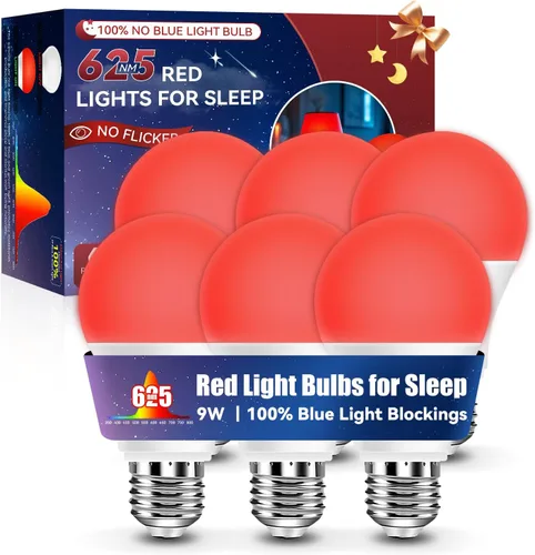 Miniatura 11 de Neporal Bombillas de Luz Roja de 625nm 3W para Dormir, Bombillas de Bloqueo 100% de Luz Azul para Promover la Melatonina, Bombilla LED A19