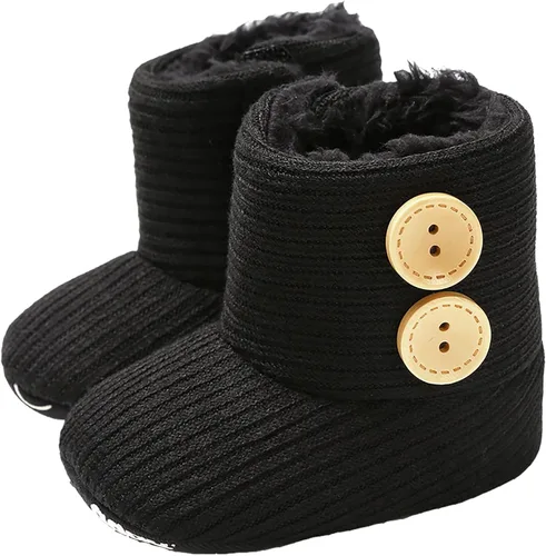 Nomere Botas de nieve unisex con botones de invierno para bebé, suela suave, antideslizantes, cálidas, zapatos para cuna recién nacidos