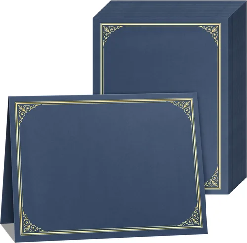 SUNEE Titulares de certificados (azul, 30 paquetes, nuevo patrón), cubre diploma, borde de lámina dorada, para certificados de tamaño carta de 8.5 x