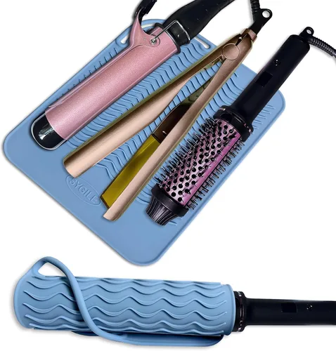 Miniatura 13 de Alfombrilla de viaje de silicona resistente al calor de 11 x 7.5 pulgadas para herramientas de peinado del cabello, alisadores de cabello, Rosa rubor