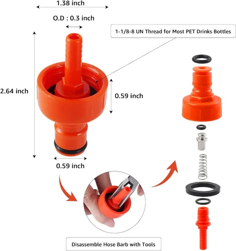 Miniatura 3 de Kit de tapa de carbonatación de plástico de 5 pies con bloqueo de bola de desconexión de tubería de gas para refrescos, cerveza, botella de PET