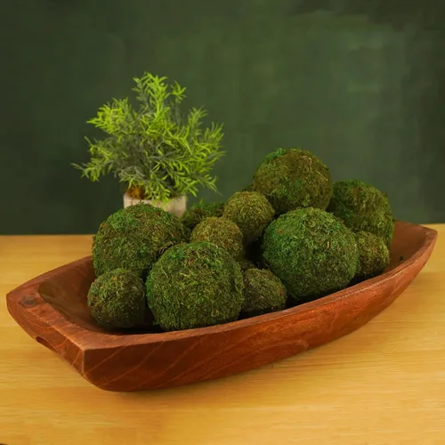Miniatura 6 de Juego de bolas de musgo decorativas, bolas de musgo falsas para rellenos de cuencos, decoración de centro de mesa, decoración del hogar, relleno