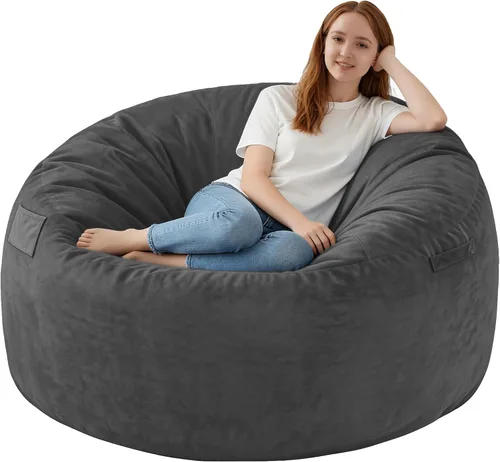 Miniatura 70 de Silla de Puf de 3 Pies, Sillas de Puf Cómodas con Relleno de Espuma Viscoelástica, Sofá de Puf Esponjoso con Funda de Terciopelo Holandés, Sillas