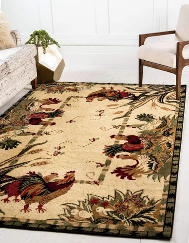 Miniatura 24 de Unique Loom Barnyard Collection - Alfombra de área de granja (2 pies x 3 pies 1 pulgada, rectangular, crema/negro)
