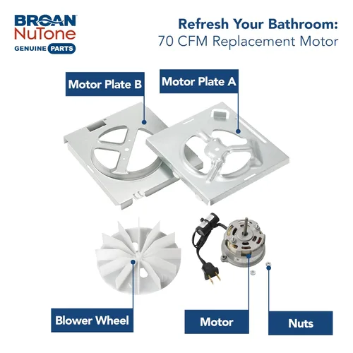 Miniatura 2 de Broan-NuTone RE70BN - Kit de motor de repuesto de ventilador de escape de baño de 70 CFM, kit de motor de repuesto fácil de bricolaje