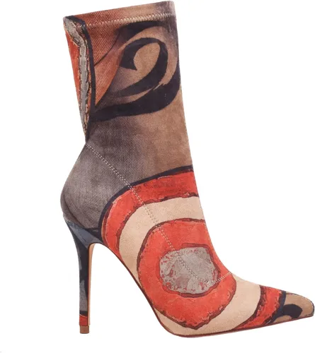 Miniatura 5 de vivianly Women's Sexy Pointy Toe Stiletto Heels Ankle Boots Printed Stretchy Sock Booties