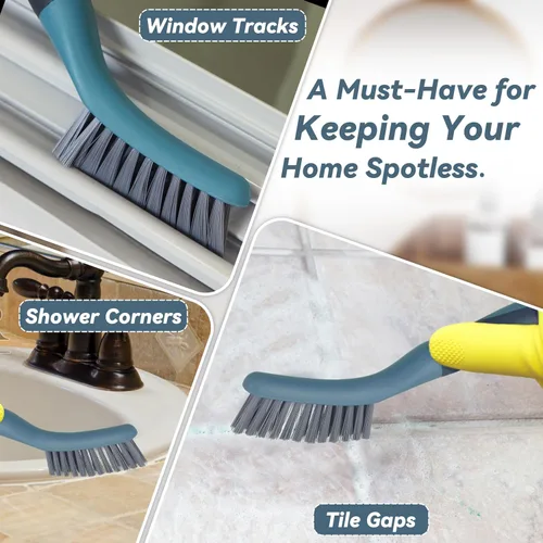 Miniatura 7 de Paquete de 2 cepillos pequeños para limpieza, cepillos de fregar con cerdas rígidas para lechada para cocina, baño y pisos de azulejos, ideales