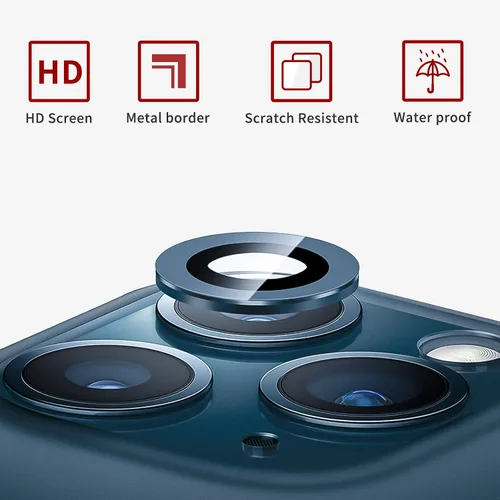 Miniatura 2 de LucBuy Protector de lente de cámara para iPhone 12 Pro Max, vidrio templado HD de alta calidad, aleación de aluminio, anillo individual, película