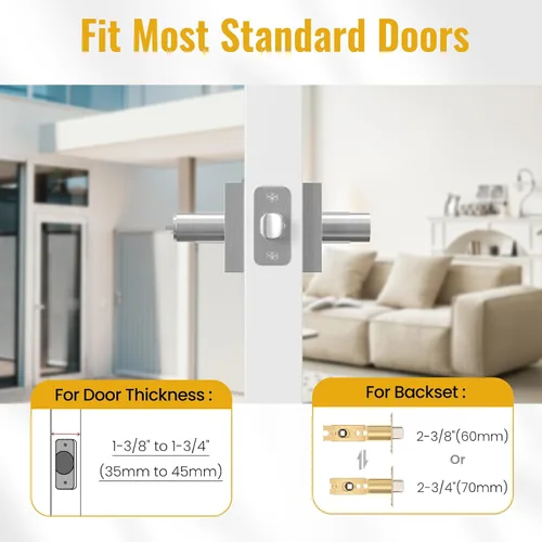 Miniatura 2 de Manija de puerta de entrada HOSOM con cerradura y llave, área comercial y residencial, palanca de puerta de entrada moderna para exterior, cerradura