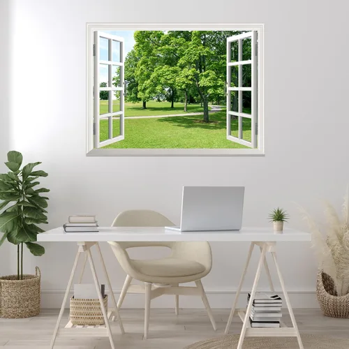 Miniatura 32 de Wall26 - Adhesivo para pared / Mural para pared, extraíble, diseño de río en un pueblo tranquilo, decoración para pared, vista creativa de ventana