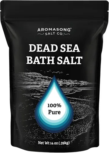 Aromasong Paquete de remojo de sal del Mar Muerto de 14 onzas – Sales del Mar Muerto 100% naturales para remojar, relajar y desintoxicar la piel,