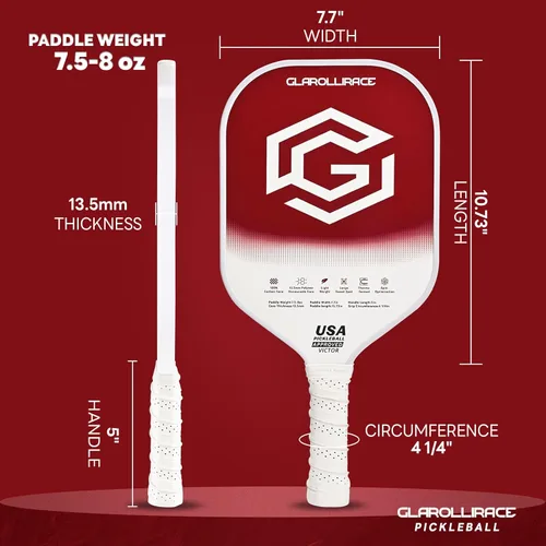 Miniatura 6 de Juego de 2 palas de pickleball 4 raquetas de pickleball, juego de pickleball aprobado por USAPA, superficie de fibra de vidrio fibra de carbono