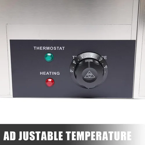 Miniatura 5 de Calentador eléctrico comercial de alimentos de 22.2 cuartos de galón, 850 W, mesa de vapor de 3 bandejas, encimera de buffet Bain Marie de acero