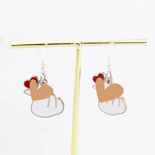 Miniatura 3 de k-Drama Gifts k Drama Pendientes Regalo Para Fans Kpop Coreano Dedo Corazón Joyería Kpop Joyería