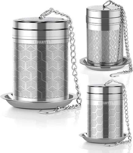 Miniatura 8 de Infusores de té para té suelto, (2 unidades) Juego de coladores de té de acero inoxidable 18/8, té de malla extra fina para té preparado, especias