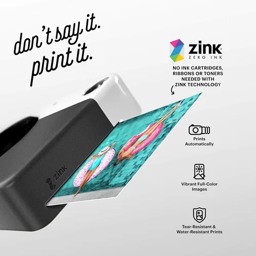 Miniatura 3 de Cámara digital de impresión instantánea Kodak PRINTOMATIC (negra) con papel fotográfico ZINK Kodak de 2 pulgadas x 3 pulgadas (50 hojas)