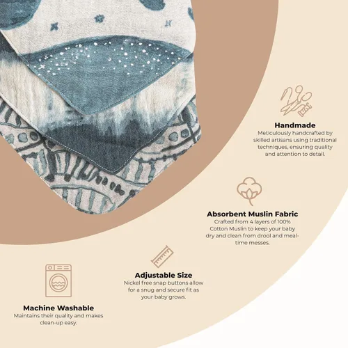 Miniatura 2 de Crane Baby Soft Baby Bib Set, 100% Cotton Muslin Baby Bibs, Soft and Absorbent Drool Bib For Babies