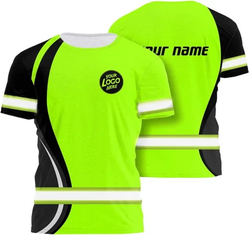Miniatura 45 de Empresa, Equipo Uniforme Camisa de Alta Visibilidad para Hombres Camisa de Seguridad Logotipo Personalizado Nombre con Cintas Reflectantes AMZ02