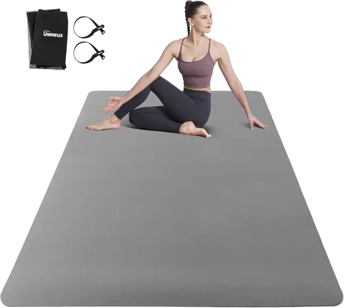 Miniatura 9 de UMINEUX Tapete de yoga grande para hombres y mujeres de 1/4 y 2/5 pulgadas, extra grueso, TPE para entrenamiento en casa, gimnasio, antideslizante