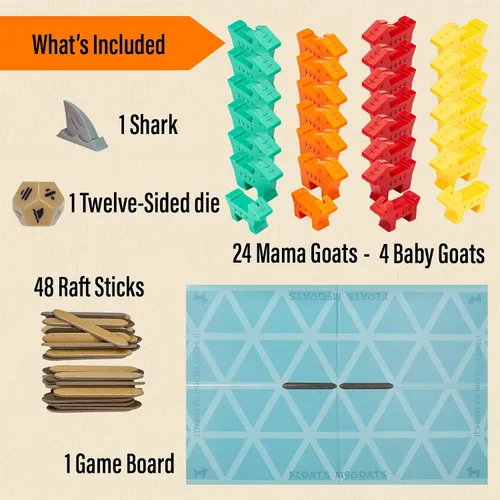 Miniatura 2 de Hootenanny Games Floats McGoats - Juego de mesa Construye una balsa y salva a tus cabras Perfecto para juegos familiares 2-4 jugadores, a