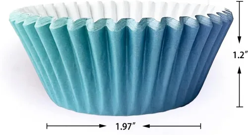 Miniatura 4 de qiqee 300 forros estándar para cupcakes, 6 diseños de papel azul degradado para cupcakes, tazas para hornear, envoltorios de cupcakes