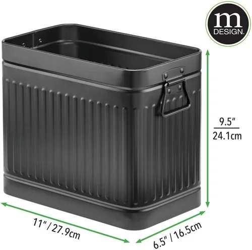 Miniatura 8 de mDesign Cepillo de inodoro compacto de metal, cubo de basura rectangular, cubo de basura/cubo de reciclaje combinado para limpieza y almacenamiento