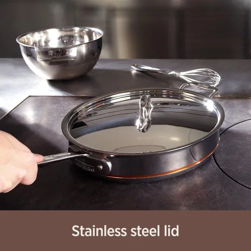 Miniatura 9 de All-Clad Copper Core 5-Ply Stainless Steel Fry Pan 12 Inch Induction Oven Broiler Safe 600F Pots and Pans, Cookware Silver