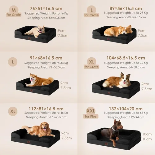 Miniatura 5 de EHEYCIGA - Cama ortopédica XL de perro grande/muy grande, impermeable, de espuma viscoelástica y espuma tipo caja de huevos, bordes elevados, Negro