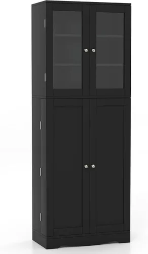 Miniatura 9 de Giantex Organizadores y almacenamiento de despensa de 63.5 pulgadas, armario de almacenamiento alto independiente para cocina, baño, sala de estar