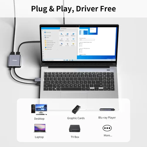Miniatura 8 de Adaptador Displayport a HDMI dual, puerto de pantalla 4K 60Hz a divisor HDMI para monitores duales, pantalla extendida, monitor HDMI DP 1.2 a 2