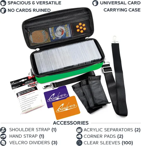 Miniatura 3 de Quiver Time Estuche de transporte de tarjetas Green Bolt para cartas de Pokémon y otros juegos de TCG, bolsa de almacenamiento para jugar/cartas
