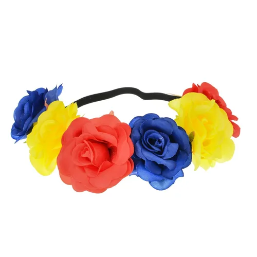 Miniatura 13 de Corona floral BOHO con diadema de rosas para el cabello (rojo oscuro)