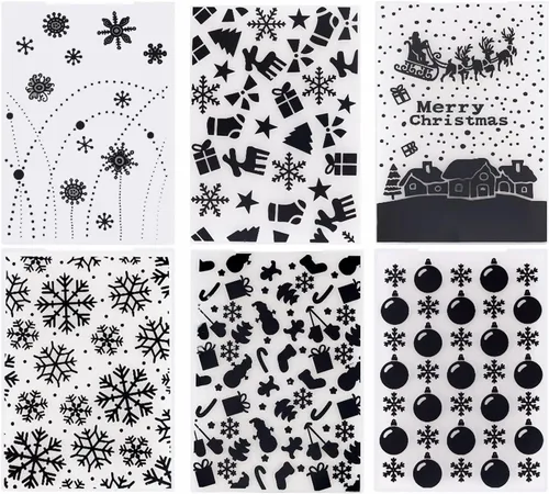 Carpetas de plástico de Navidad en relieve, hojas de copo de nieve, plantilla de ciervo para álbumes de recortes, plantilla de papel para