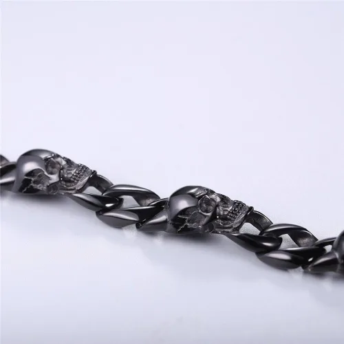 Miniatura 10 de U7 Pulseras góticas de calavera para hombres y mujeres, acero inoxidable, chapado en oro de 18 quilates, plata, negro, punk, esqueleto punk