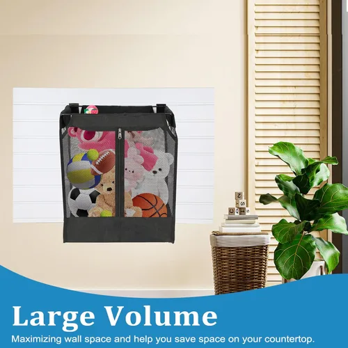Miniatura 9 de Kokone Cesta colgante de pared para paredes de listones, cesta de almacenamiento de malla para pared de tablones, organizador de almacenamiento