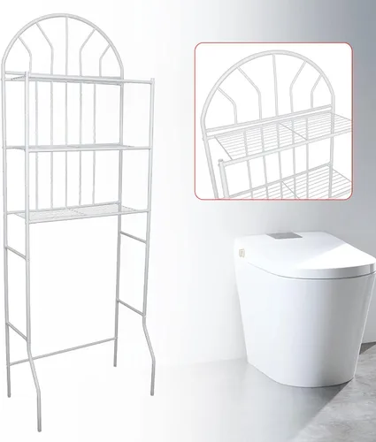 Miniatura 3 de Estante de almacenamiento de 3 niveles sobre el inodoro, soporte organizador de baño, estante de metal ahorrador de espacio, estante independiente