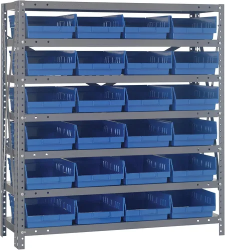 Miniatura 488 de Quantum QSBU-245BK Heavy Duty Shelving Unit with (7) Shelves and (24) QUS245 Black Bins for Garage Warehouse Storage Distribution 400 lb Load