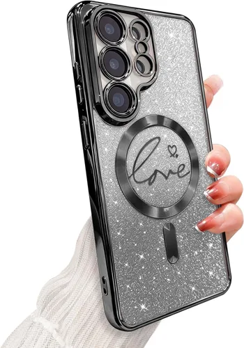 Miniatura 110 de ZONRW - Funda para Samsung Galaxy S22 Ultra magnética, para mujeres y niñas, cubierta trasera suave, lujosa, con corazón de amor, bling, degradado