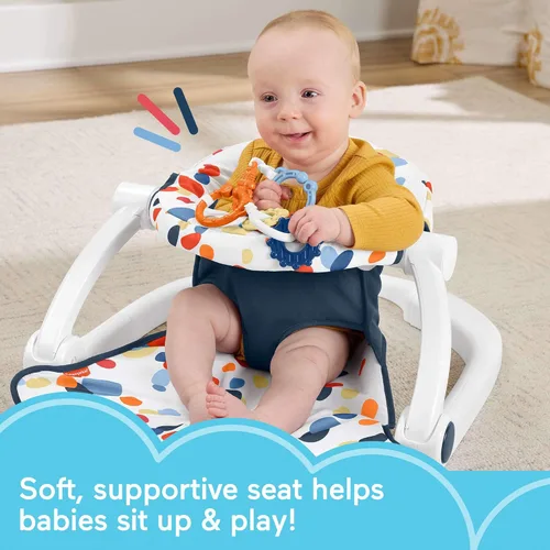 Miniatura 7 de Fisher-Price - Silla portátil para bebé, asiento para suelo Sit-Me-Up con Darling Dots, con mordedor y sonajero para recién nacidos libres de BPA