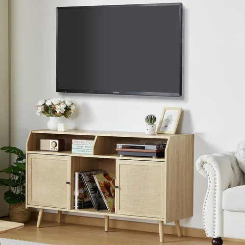 Miniatura 7 de RARZOE Soporte grande para tocadiscos, mesa giratoria de mediados de siglo con capacidad para hasta 400 álbumes, armario de almacenamiento de discos