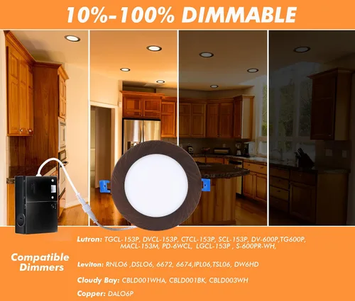 Miniatura 3 de CLOUDY BAY Lámpara de techo empotrable LED ultrafina, 4 pulgadas, 3000 K, 4000 K, 5000 K, regulable 10 W CRI90+, luz sin lata con caja