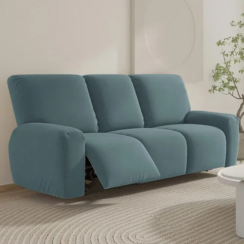 Miniatura 8 de vctops Fundas para sofá reclinable de 3 cuerpos, de punto, elásticas, suaves, lisas, antideslizantes, para sofá, protector de muebles con parte