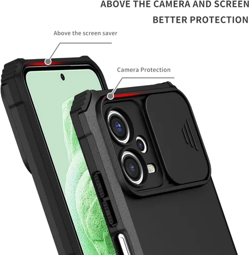 Miniatura 2 de Funda para Redmi Note 12 5G, Redmi Note 12 4G/Poco X5 5G con protector de pantalla de vidrio templado y cubierta de cámara deslizante, cubierta