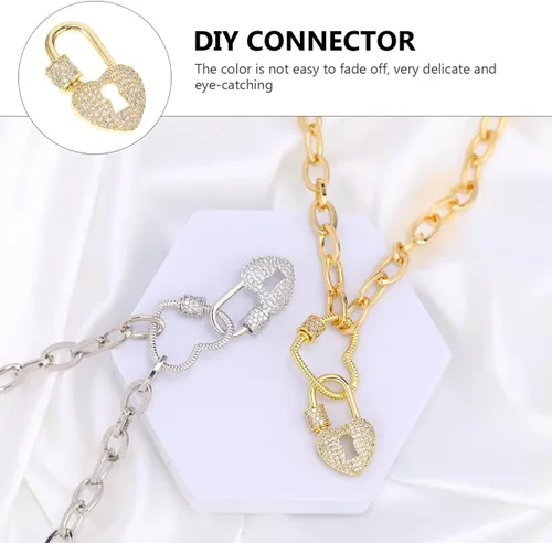 Miniatura 4 de EXCEART Cierre de collar de ojo de cerradura de corazón, conector de joyería duradero para fabricación de joyas de bricolaje, ligero, compacto