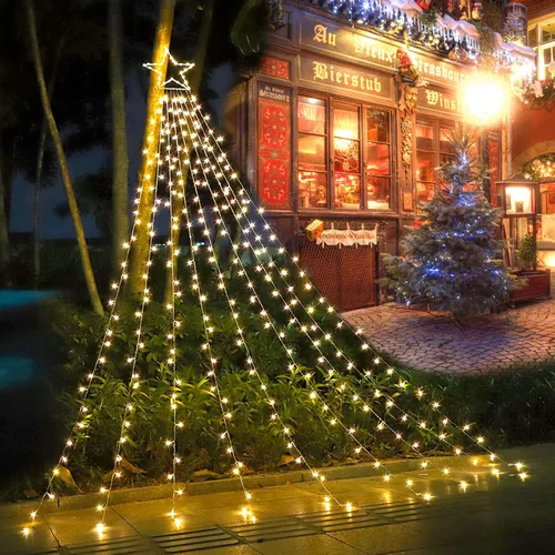 Miniatura 13 de Decoración al aire libre para Navidad (nueva), 320 luces LED colgantes centelleantes en forma de hadas para decoración de árbol al aire libre