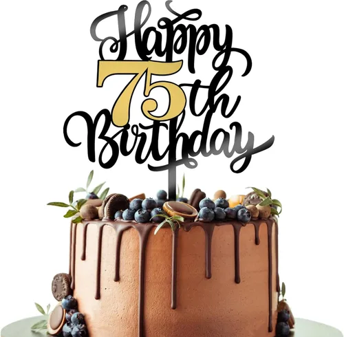 Miniatura 10 de Decoración para tarta de cumpleaños número 100, decoración de pastel de cumpleaños con purpurina negra y dorada, suministros de decoración de 100