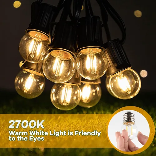 Miniatura 2 de E26 Bombillas de luz baja, bombillas LED G40 Edison pequeñas de 1 W, iguales a 10 W de bombillas incandescentes, 2700 K, luz blanca cálida